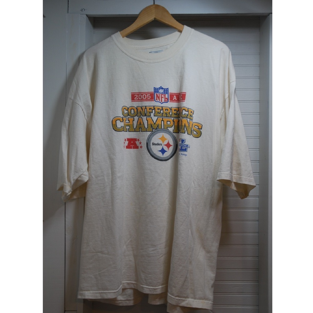 DS Reebok 2005 NFL AFC Conference Champions Steelers Super Bowl T-Shirt Size 2XL